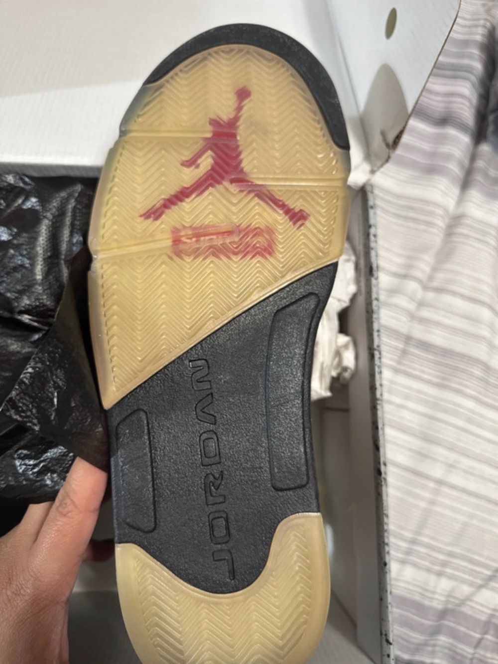 Supreme Tan and Black High-Top Sneakers - Picture 7 of 9